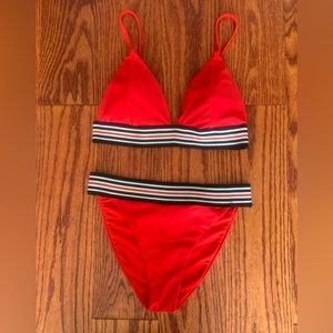 Red 2 piece bathing suit